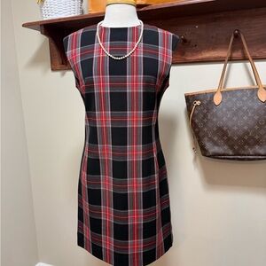Ann Taylor Black and Red Plaid Mini Dress